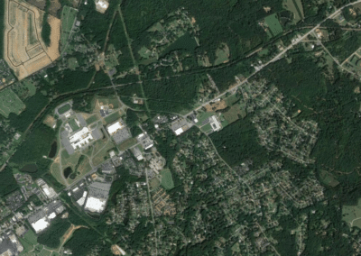 A satellite image of Main Steet in Spartanburg, South Carolina